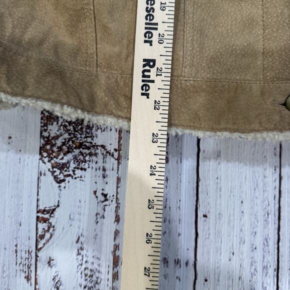 Leather USA Sherpa-Lined Suede Trucker Jacket Women’s XL Tan Western Vintage - Picture 8 of 9